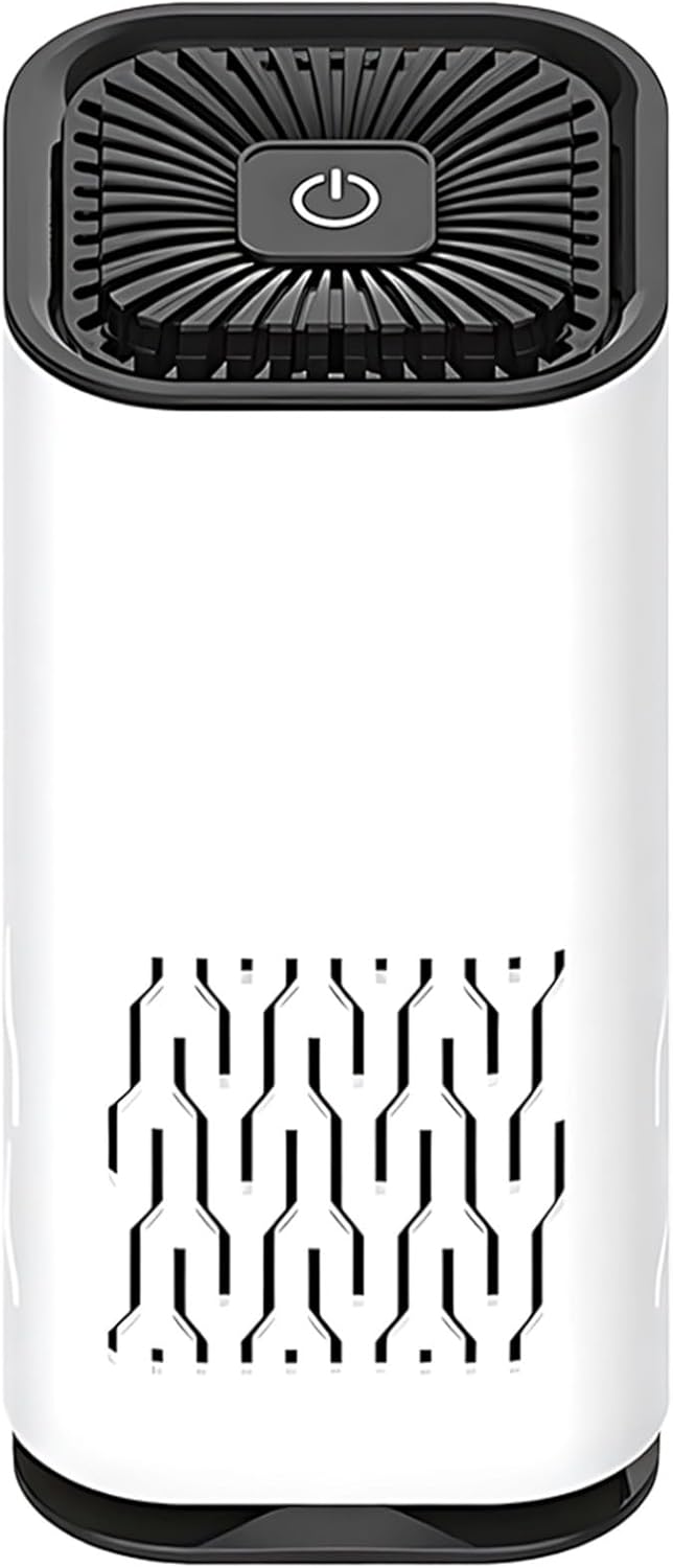 2 Pack Mini Air Purifier for Car, Home, and Pets, Portable Odor Eliminator, Quiet Operation, Instant Start, White, 2.4 X 2.4 X 5.1 in / 6 X 6 X 13 Cm