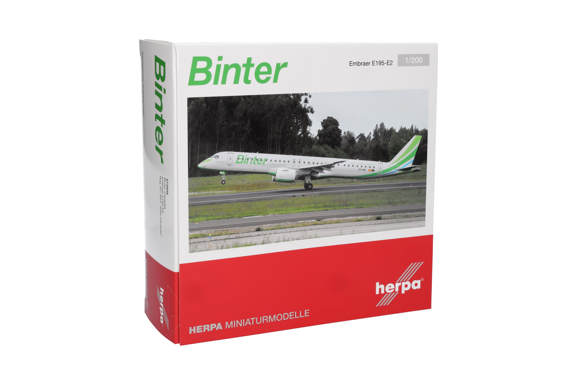 Herpa avión en Miniatura Binter Canarias Embraer E195-E2, Escala 1:200, artículo de colección, Modelo sin Base, plástico