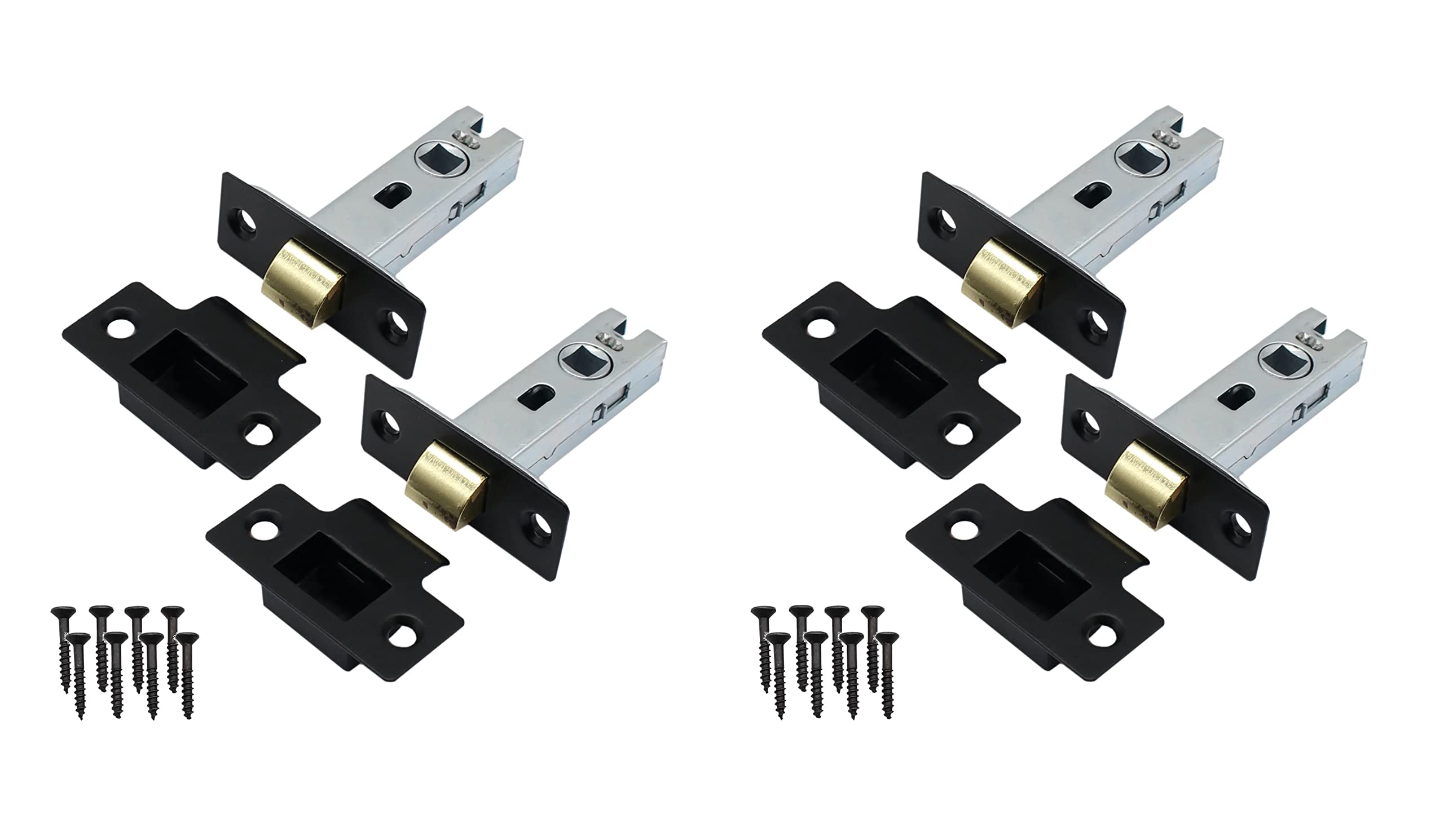 Golden Grace Tubular Matt Black Mortice Latch 65Mm 4 Pack