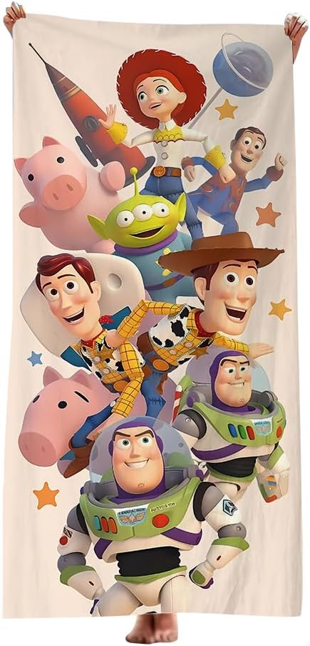 Cartoon Poster Beach Towel, Soft Absorbent Bath Towel for Home & Travel Size 28” x 55.