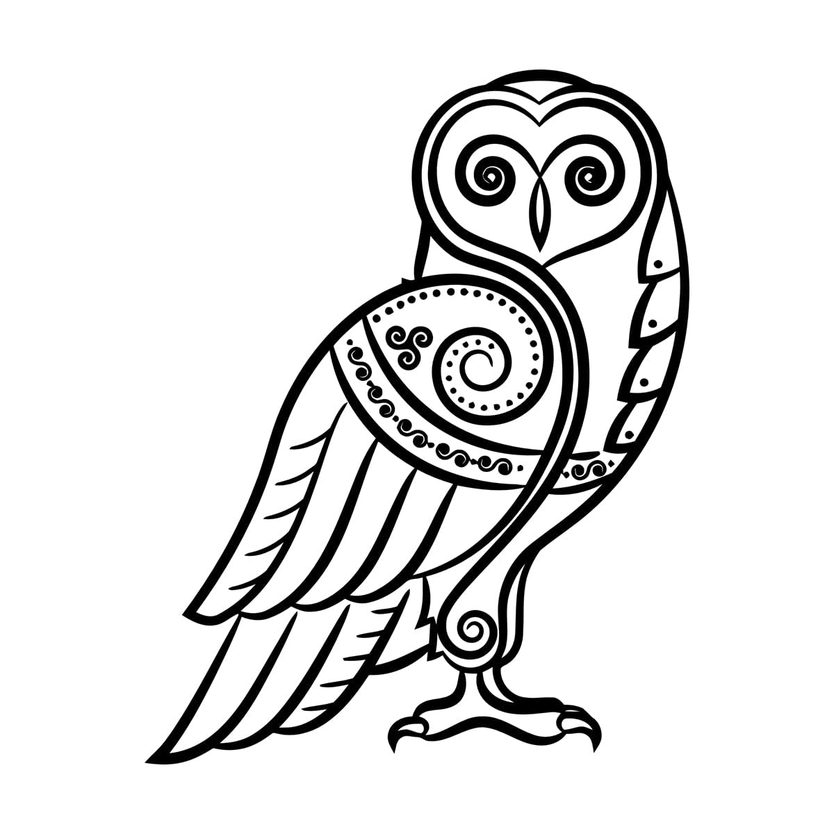 Wall Decals Paster Paper Celtic Style Owl Bird Abstract Magic 36x46.5cm Multiple Size Options Small Black
