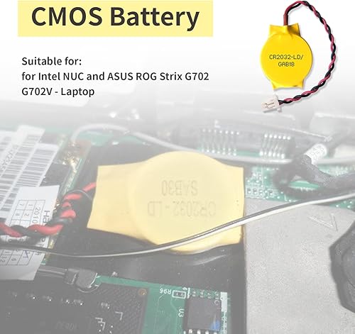 Miniatura 8 de EEMB Paquete de 10 baterías CMOS CR2032 de 3 V con cables de cable y conector SHR, batería de repuesto para computadora portátil Intel NUC y ASUS