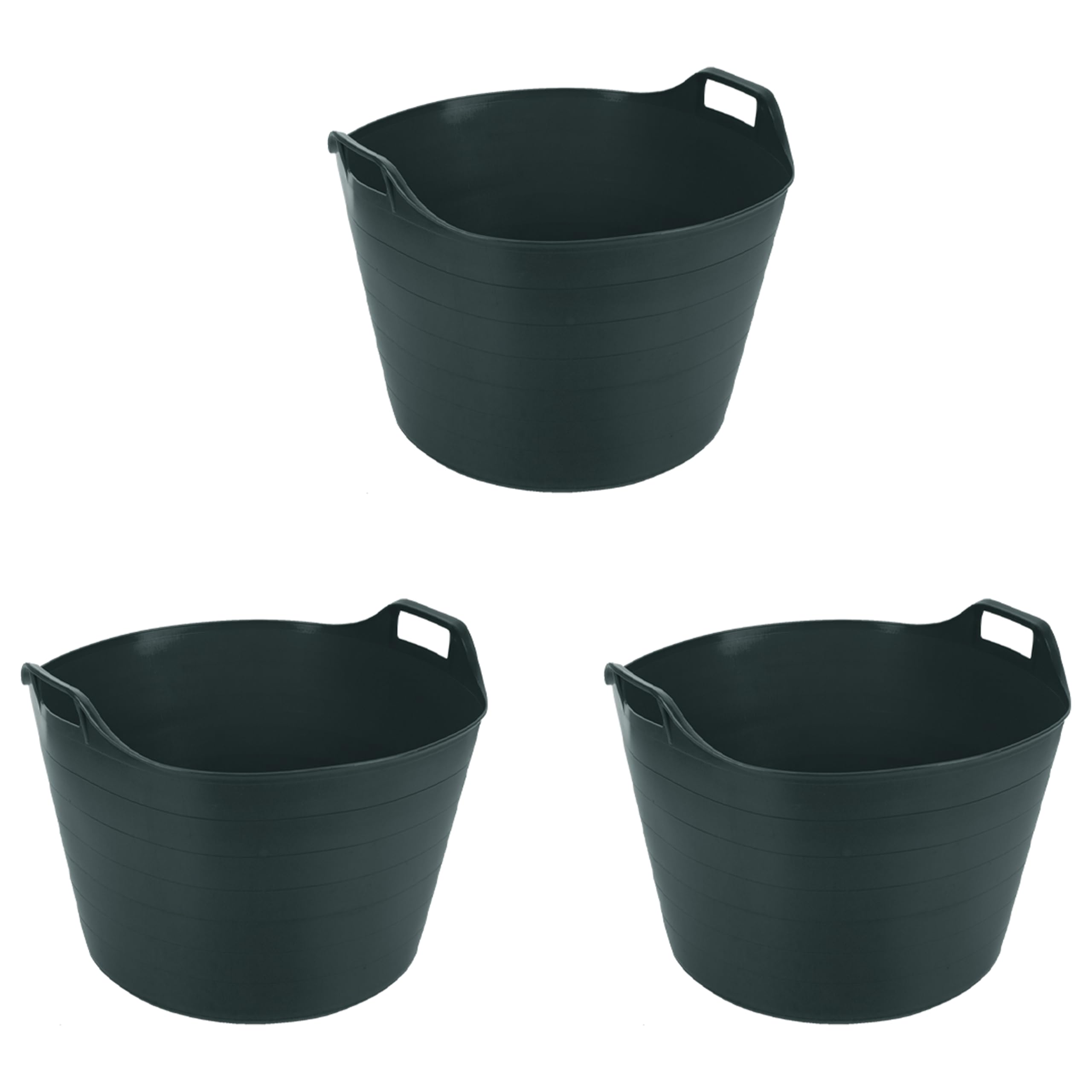 M1ss Dark Green Set Of 3-26L/40L/75L Litre Robust Versatile Multipurpose Medium/Large/Extra Large Flexi Tub Garden Home Flexible Plastic Storage Container Bucket Tub Trugs Flex Tub (75 Litre)