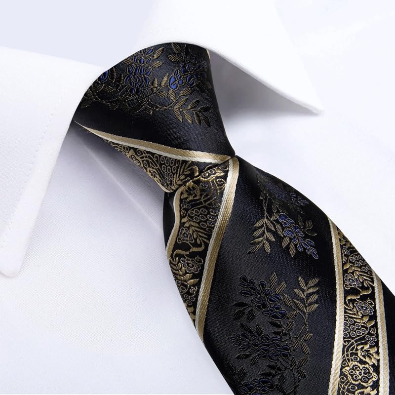 Conjunto de corbatas de seda con rayas retro para hombre miniatura 6