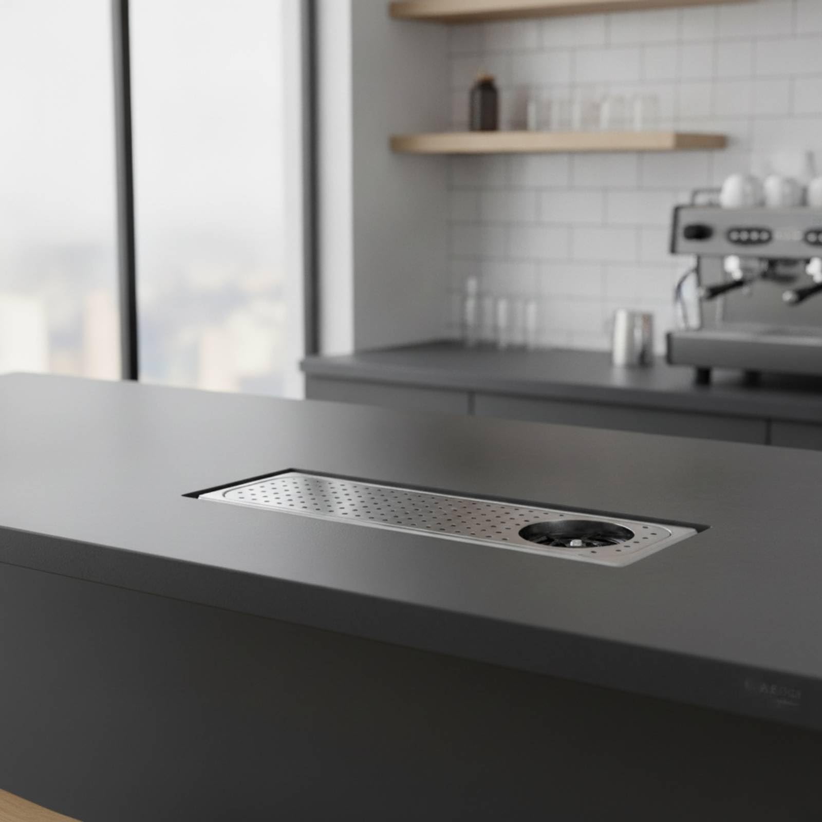 perfk Lavavajillas de Barra para Vasos Copas Tazas Vidrios con Lavado a Presión Eliminación Rápida de Residuos Inserción a Bandeja Escurridora Integrada, Negro, Grande