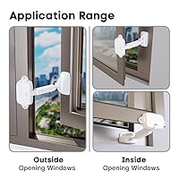 Vista 3 de EUDEMON Paquete de 1 restrictor de ventana a prueba de niños para aluminio, madera, marcos de ventana de metal, cerradura de ventana de seguridad