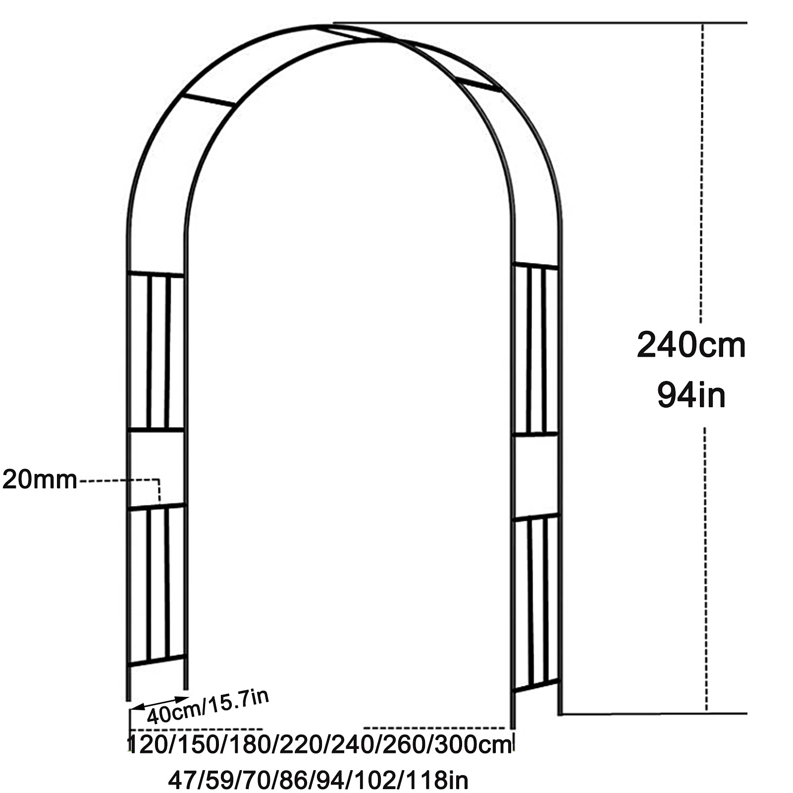 Traliccio impermeabile da giardino in metallo per piante rampicanti, pergolato di rose, ideale per piante rampicanti e matrimoni