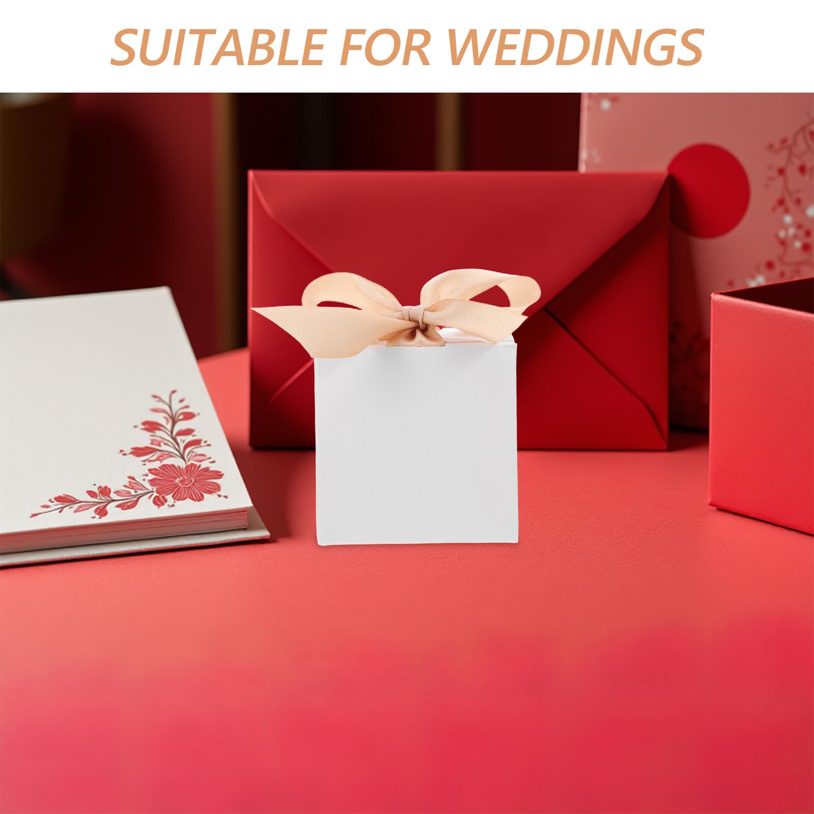 50 Scatoline Regalo Piccole Bianche in Stile Europeo con Nastro in Carta per Confezioni Bomboniere per Feste e Compleanni