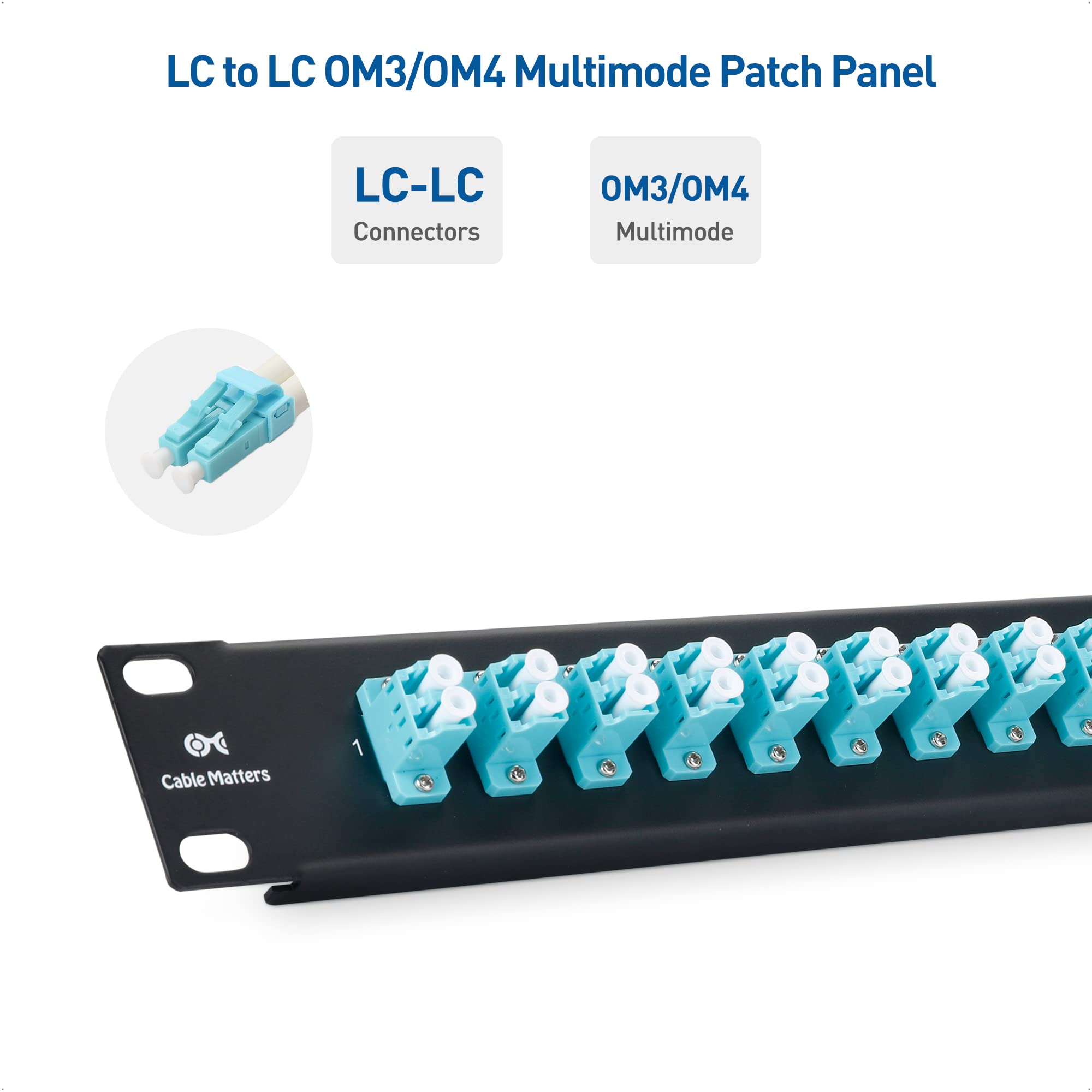 Cable Matters Panneau de brassage en fibre 1U avec 48 connecteurs fibre multimode LC OM3/OM4