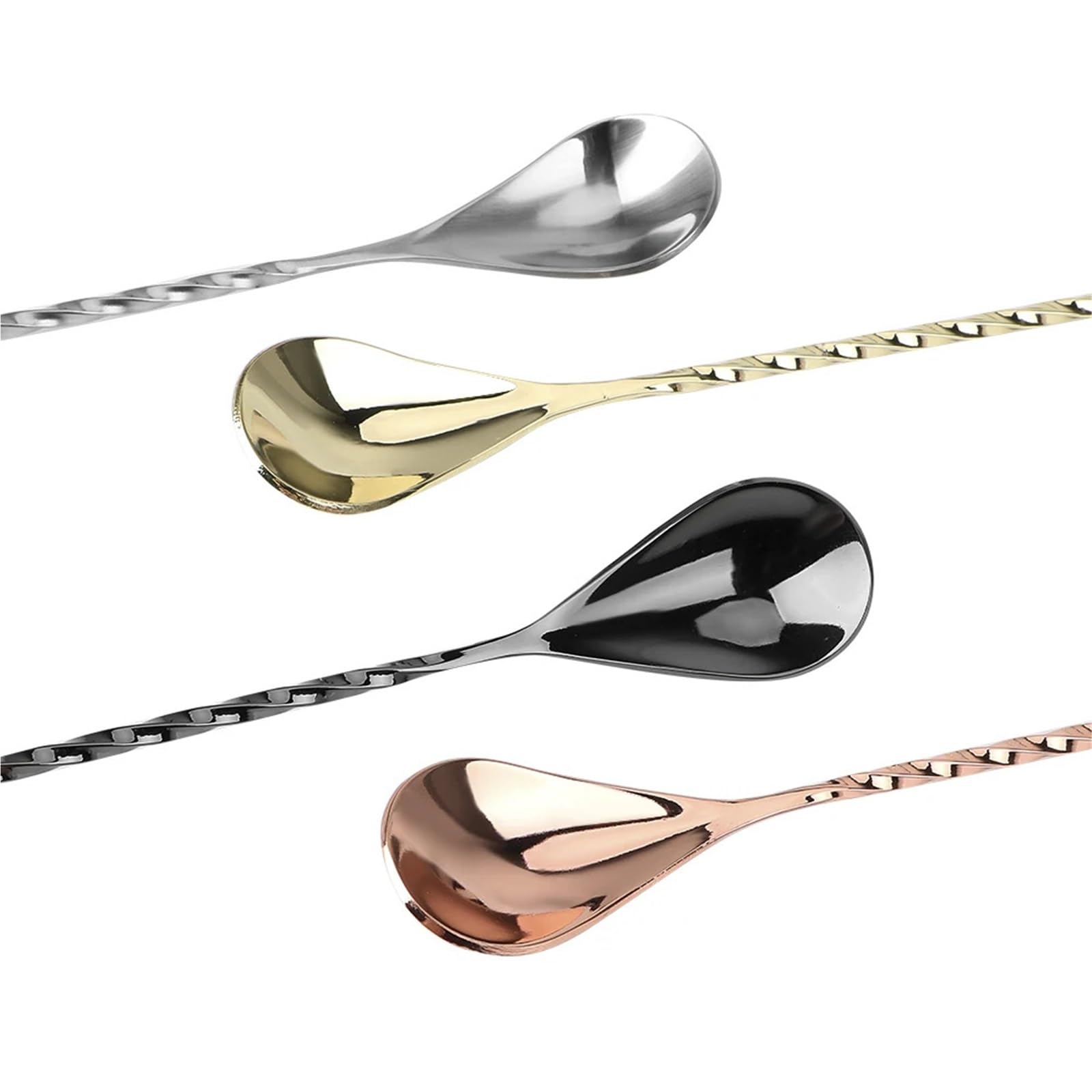 Cucchiaio da bar in acciaio inox da 30/40 cm, a goccia, per mescolare cocktail a forma di goccia, per mescolare bevande a strati