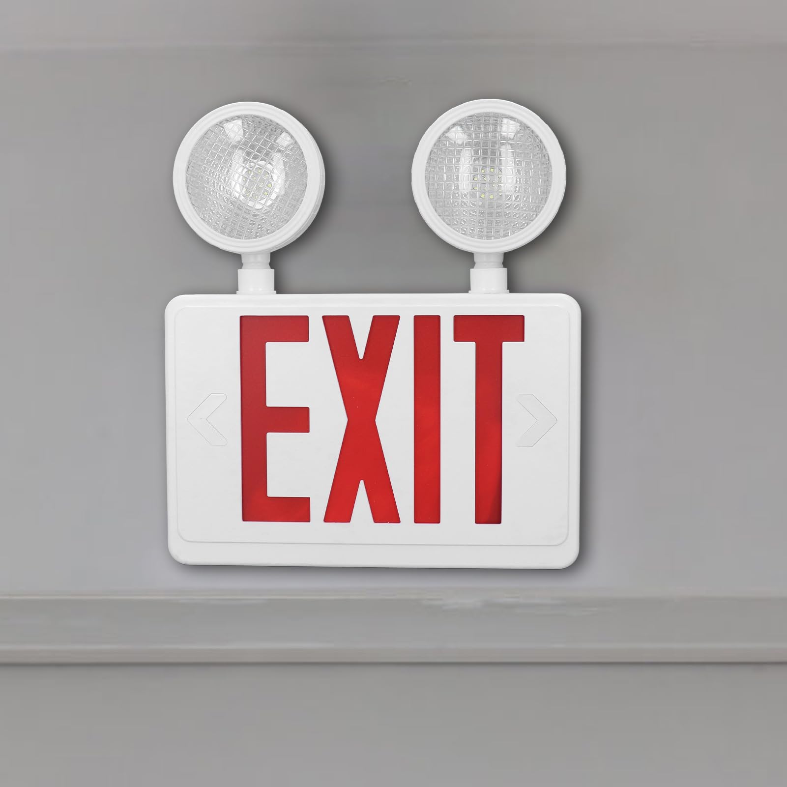 Señal de Salida de Emergencia Roja, Luces LED de Salida de Emergencia de Doble Cabezal, Señales de Salida Interiores y Exteriores Impermeables IP65 con Luces de Emergencia, Señal