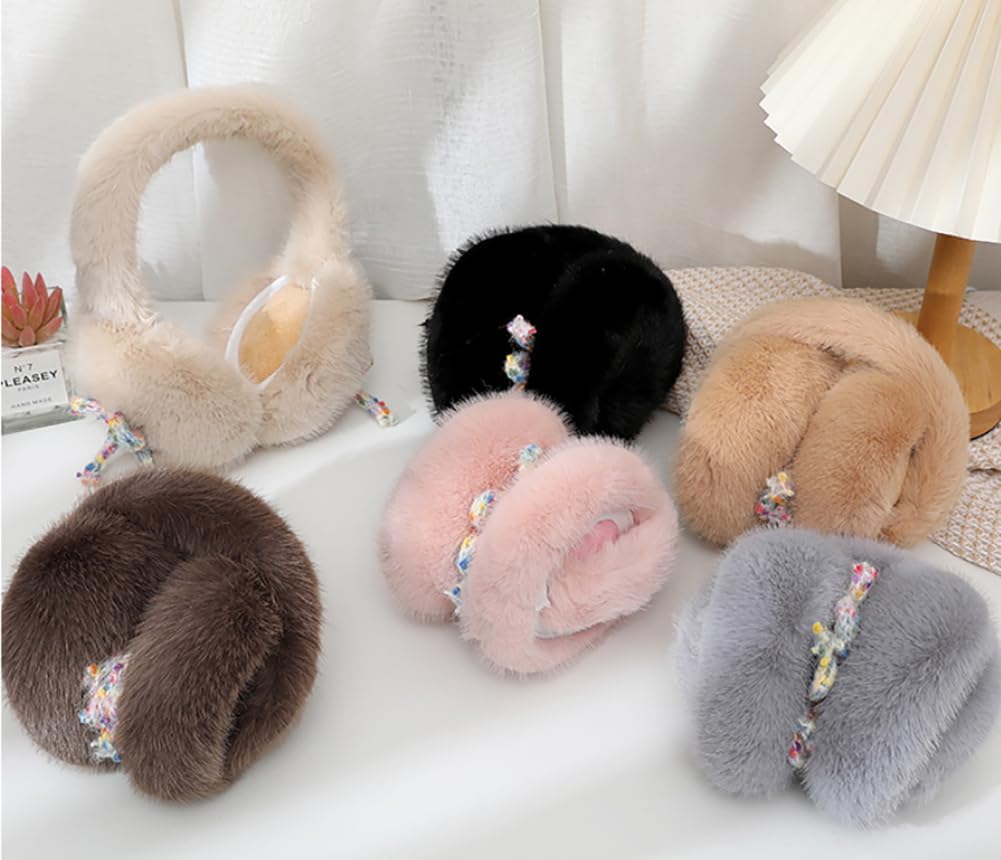 Winter Bow Tie Ear Muffs for Women Fuzzy Earmuffs Faux Fur Ear Warmers Windproof Cold Weather Ear Protection Covers - Image 6