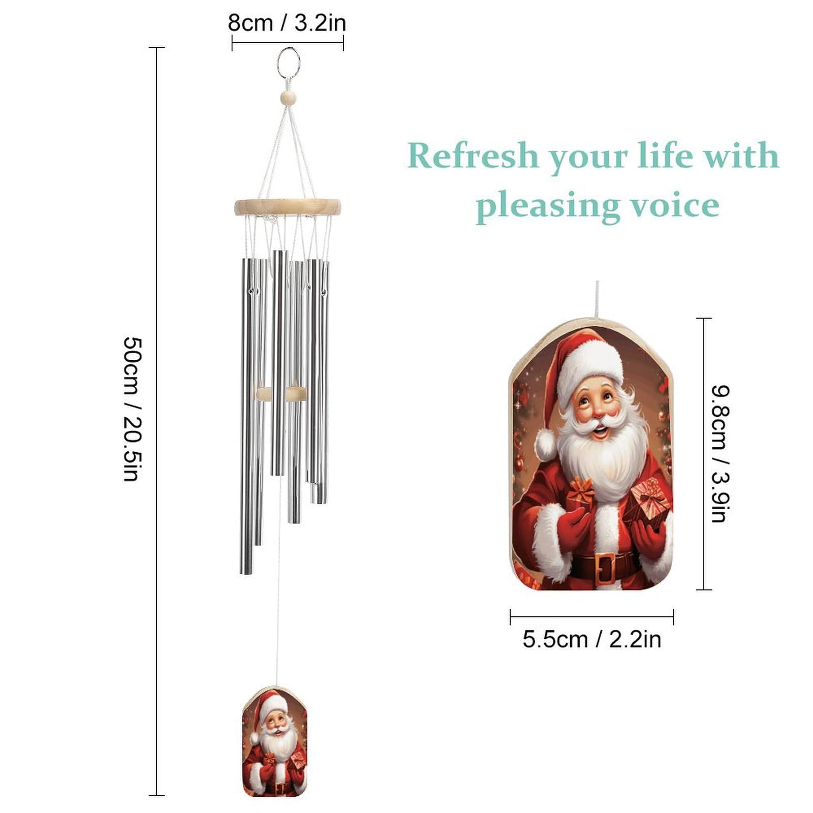 Outdoor Wind Chimes, Santa Claus Xmas Gifts Printed Wind Chimes,Simple Wind Chimes,Curtain Wind Chimes for Home Decoration