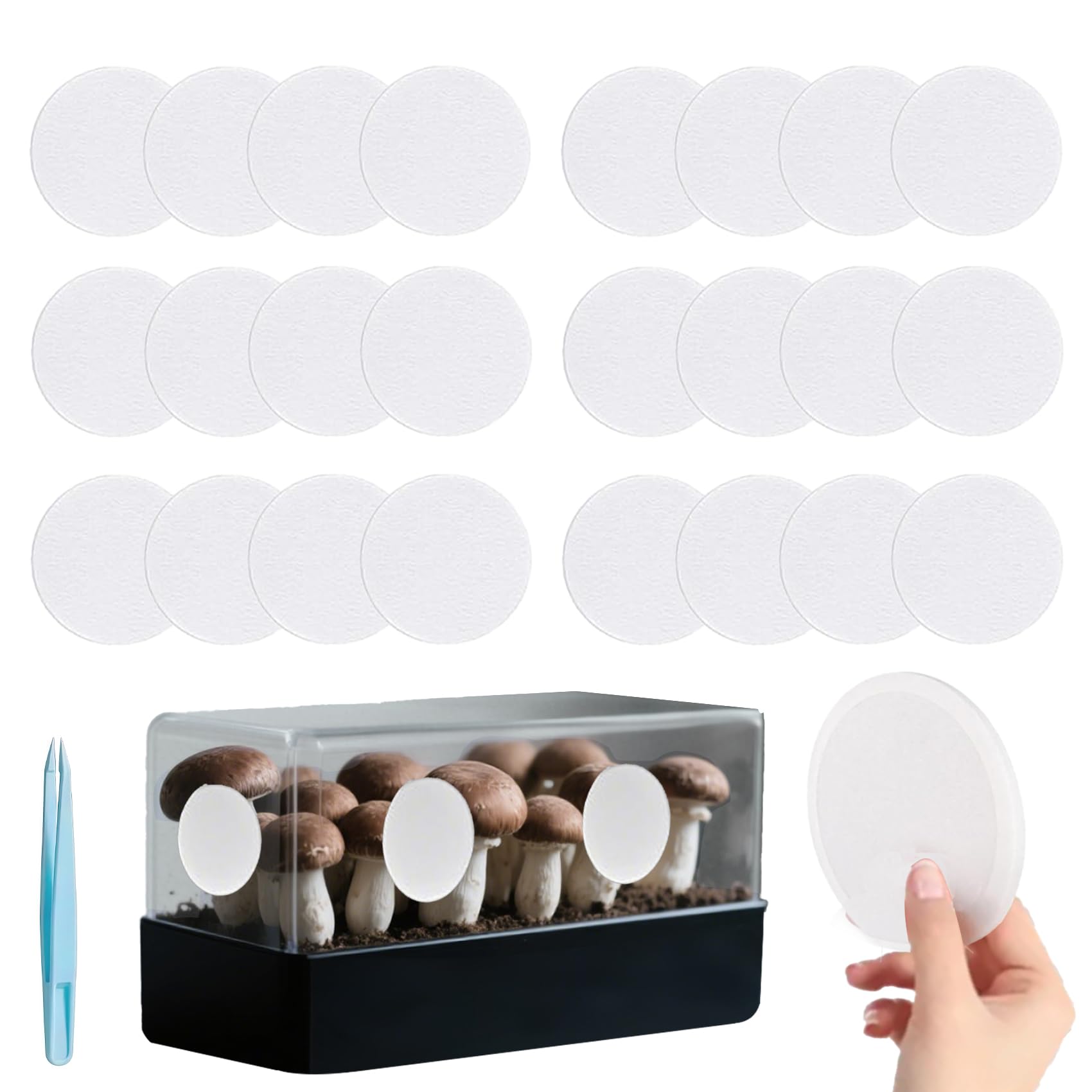 24Pcs 3" Monotub Adhesive Filter Disks 2mm Thick Monotub Filter Discs Mushroom Filter Pads for Mushroom Growing Supplies Monotub Filtration Pad Replacements for Wide Mouth Jar Lids Mason Jars