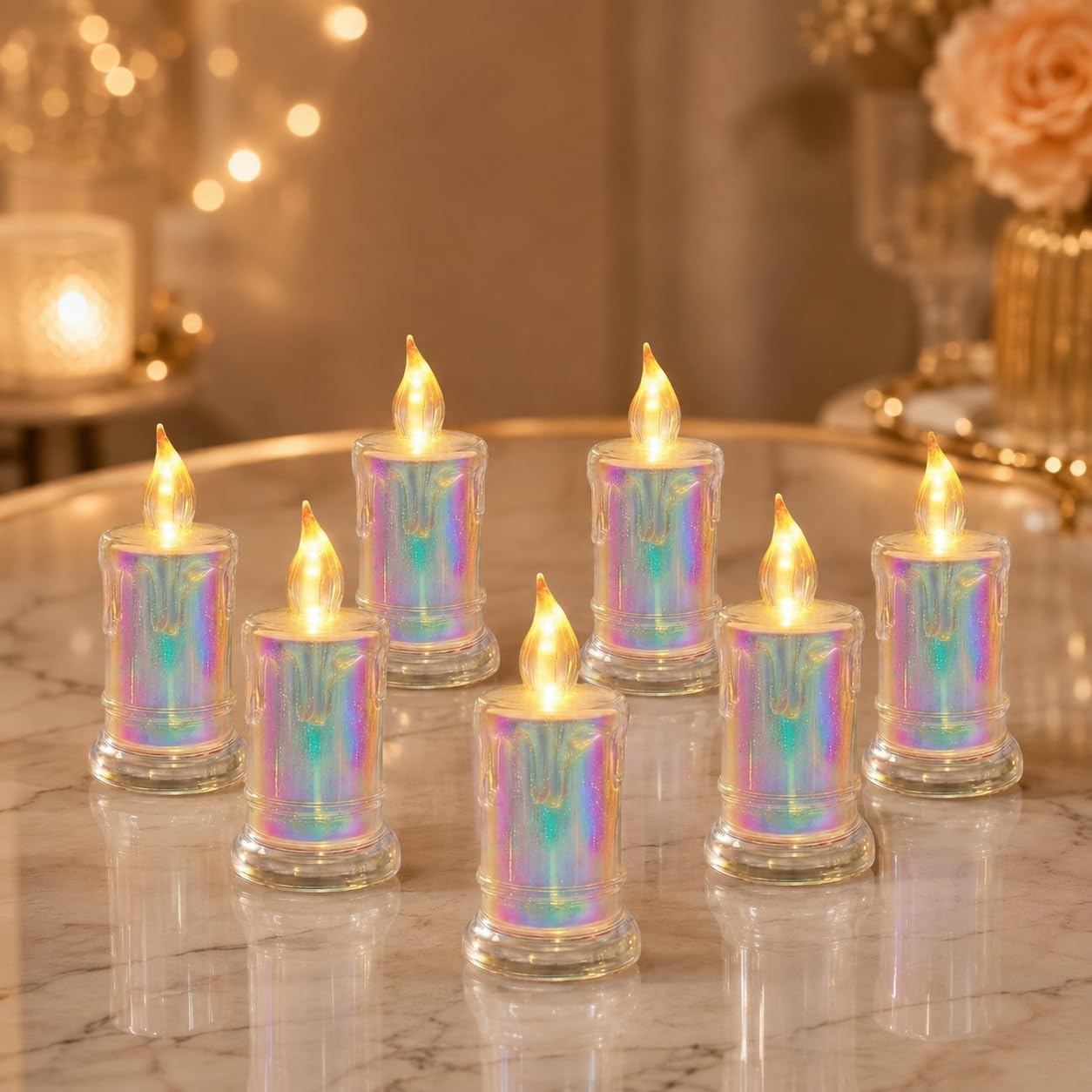 LED Flameless Candle Lights (Warm Yellow, Pack of 6) | Battery Operated Flickering Pillar Candles for Diwali, Christmas, New Year & Home Decoration | Safe, Reusable Decorative Lights