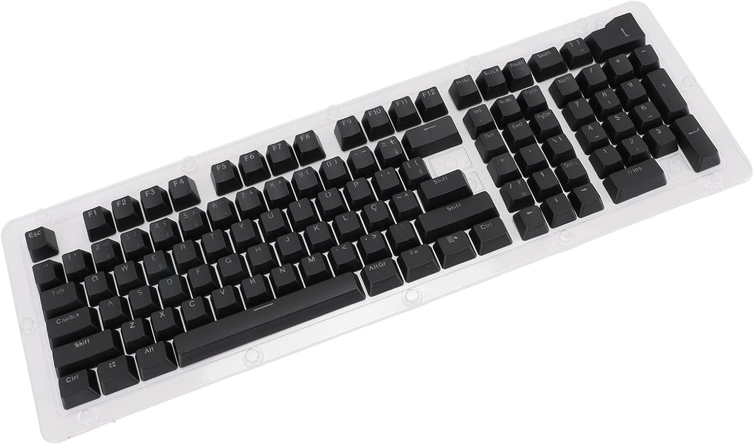 Brazilian Portuguese Keyboard Keycaps, Translucent Backlit 110 Keys Keycaps. Easy to Install, ABS Material, for 61-108 Keyboards, Portuguese Keyboard Keycaps (Black)