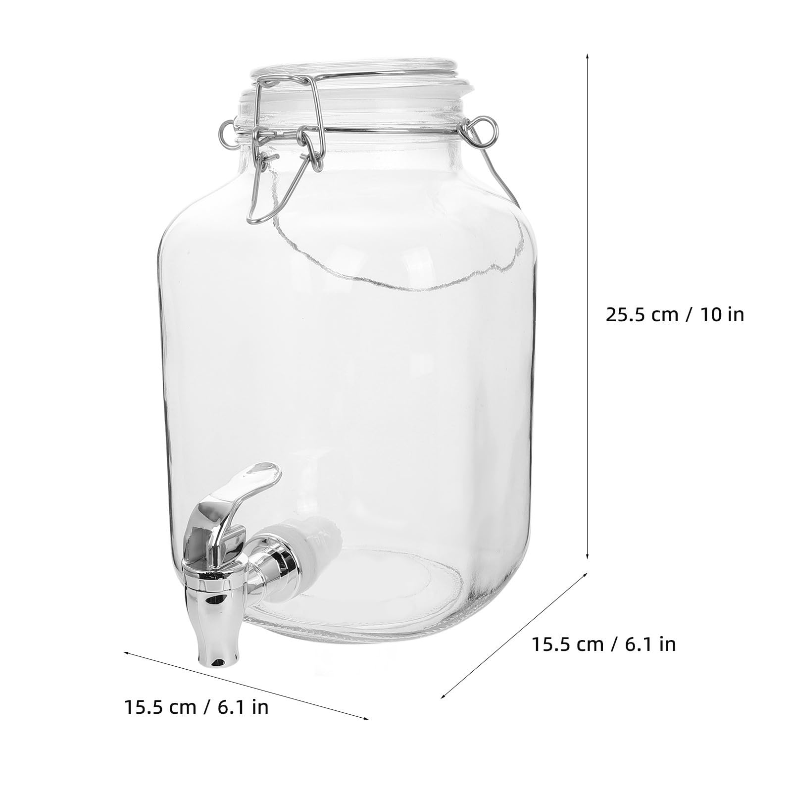 Tarro de Vidrio para Vino con Grifo, Capacidad 4, Boca Ancha
