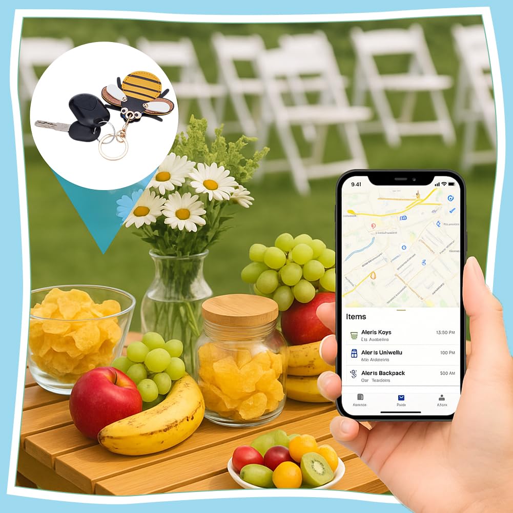 nbeads 2 Stück 2 Stilen Schlüsselanhänger Etui Aus Leder, Universeller Smart Tag Halter Mit Schlüsselringen Niedliche Tracker Schutzhülle Für Geldbörse Schlüssel Tasche Haustiere Gepäck (Fisch Biene)