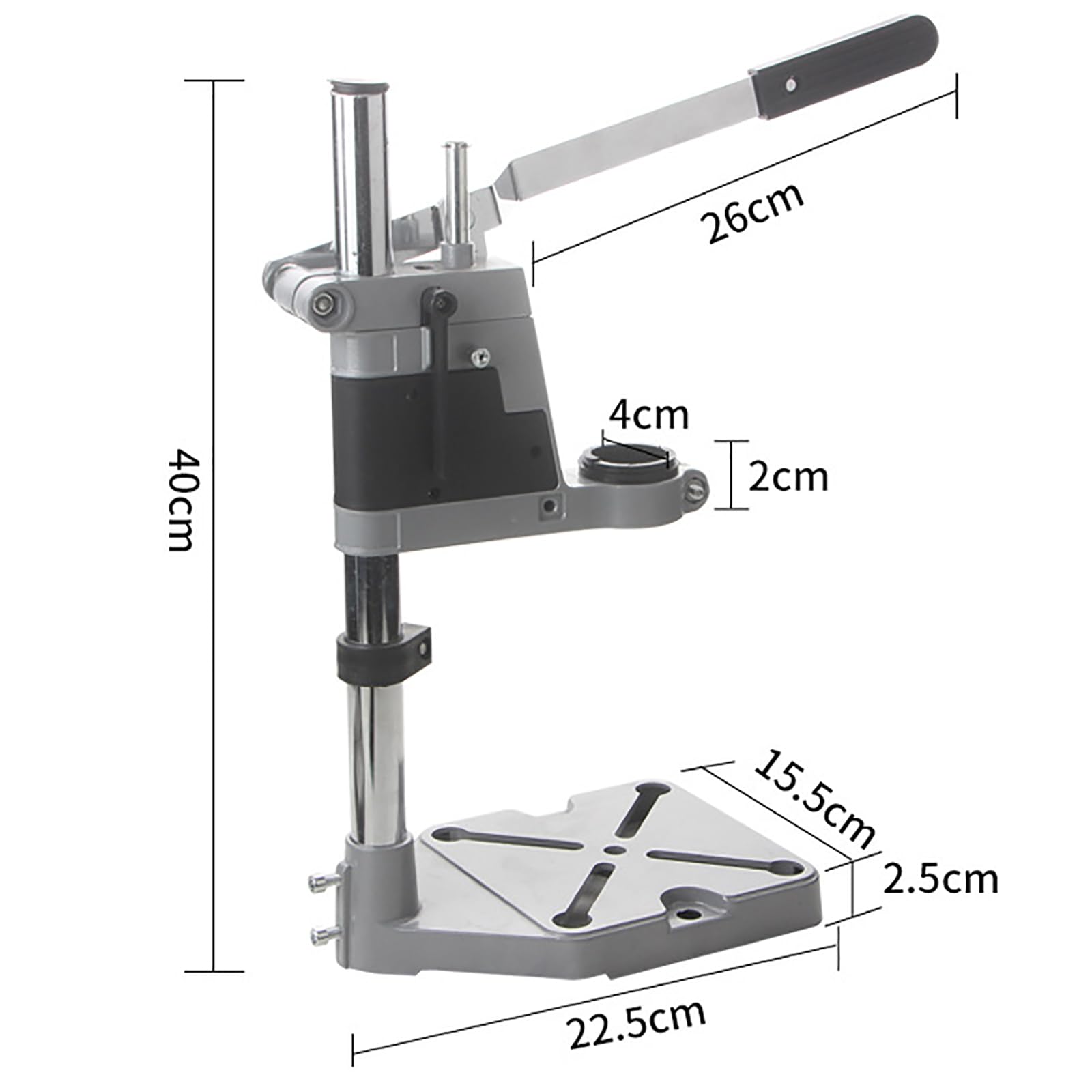 Stojak Do Wiertarki, Stojak Do Wiertarki Elektrycznej, Zakres Mocowania 38-42 Mm I Regulowana Wysokość, Maks. Głębokość Wiercenia 60 Mm, Stabilna Podstawa I Ergonomiczny Uchwyt, Trwałe