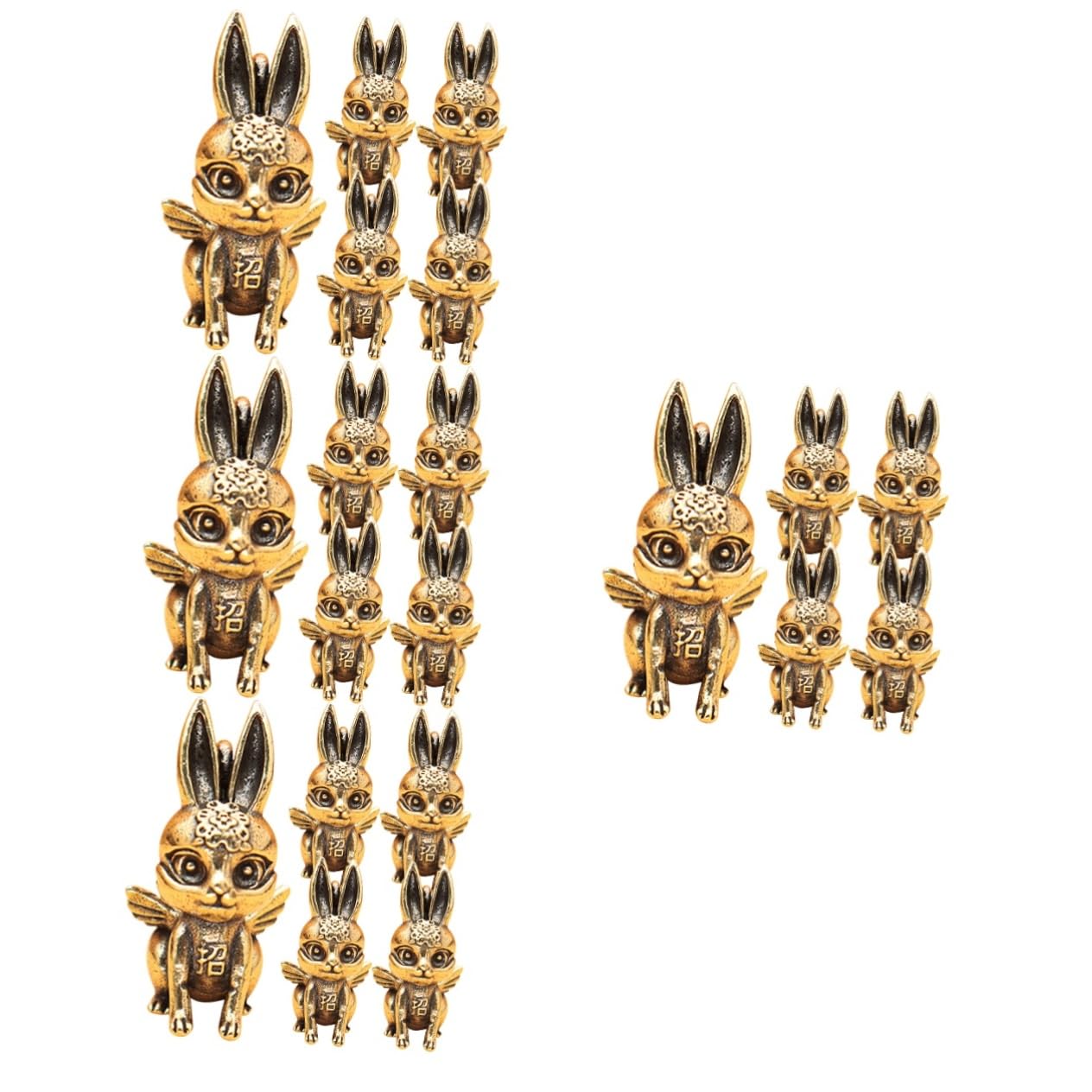 VOSAREA 4 Ensembles Pendentif Lapin en Laiton Antique Lapin Sculpture Chinois Année du Mini Figurine Escargot Décor Chinoiserie Ornements 5 pièces * 4