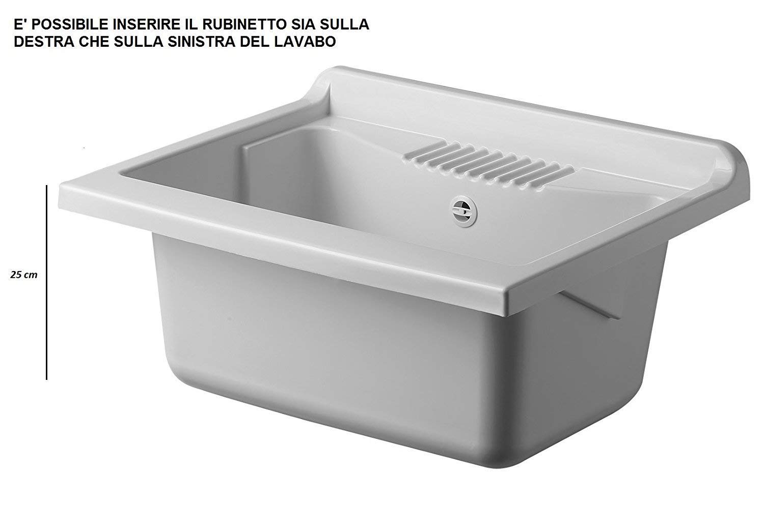 Negrari Lavatoio Lavapanni 9002KW in resina PVC, Vasca resistente agli acidi, Resistente all'umidità, Interno/Esterno, 60L x 50P x 85H cm, Wengè