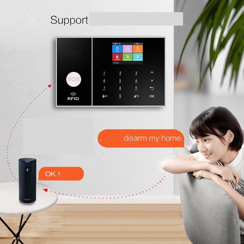 Kit Alarma Casa, Sistema de alarma de seguridad for el hogar GSM Wifi Tuya Smart Life Control Kit de alarma antirrobo con sensor de puerta(SPS3010)