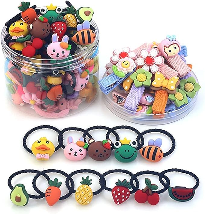 40PCS fruit and animal elastic rubber bands, flower hair clips, colorful hair accessories for children, toddlers and little girls (B0D45PVW9P) Amazon Price History, Amazon Price Tracker
