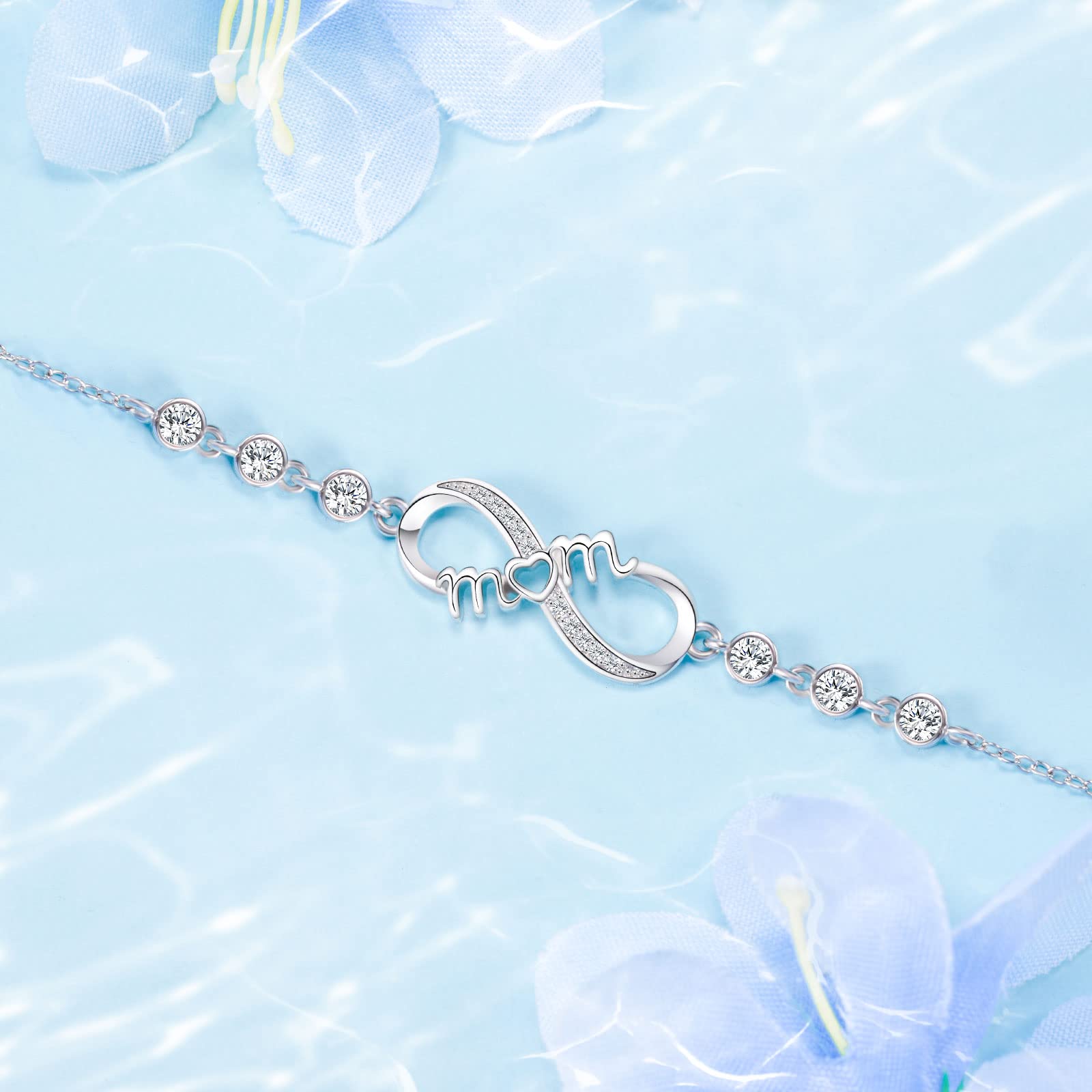 CheersLife Regalo Mamma,Braccialetto Infinito mom,FRFR