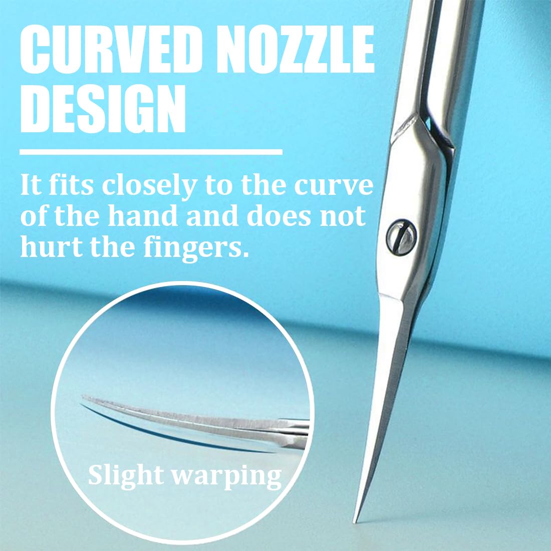 Tijeras De Manicura, Tijeras para Cuticulas Curva Punta Fina, Tijeras para Cutículas de Acero Inoxidable, Tijeras para Uñas Extra Afiladas, para Cutículas, Piel Muerta, Cejas, Pestaña, Plateado