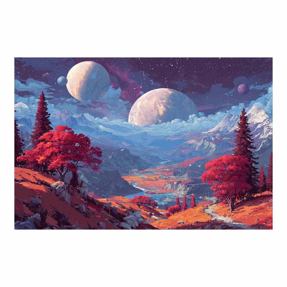 HUYEEI Landscape Wall Art Aliens scenery Modern Canvas Print On Artwork, Suitable for living room, bedroom, for Kids Room Decoretc.(multicolored)-70x100cm Unframed