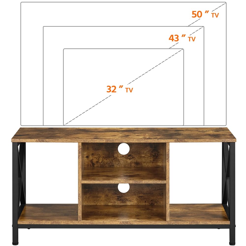 Yaheetech Mobile per TV Tavolino Basso Supporto TV 45 Pollici in Legno e Metallo con Scomparti Aperti Tavolo da Soggiorno Industriale 106 cm × 40 cm × 50,5 cm