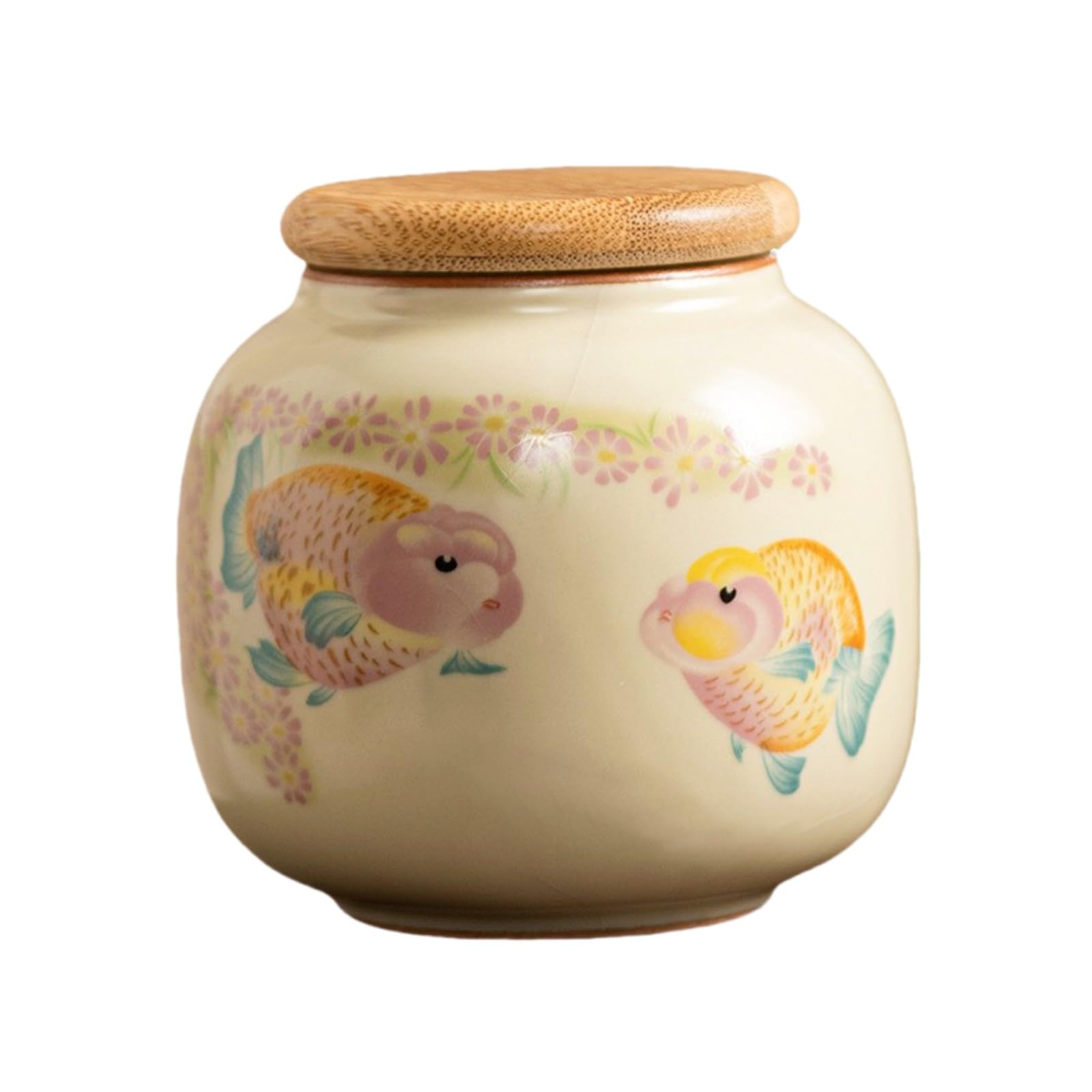Fire Kirin 9oz Small Ceramic Tea Canister with Airtight Lid - Adorable Animal Design Storage Jar for Loose Leaf Tea, Coffee, Sugar, Cookies - Decorative Kitchen & Pantry Organizer (Fish) — image 1