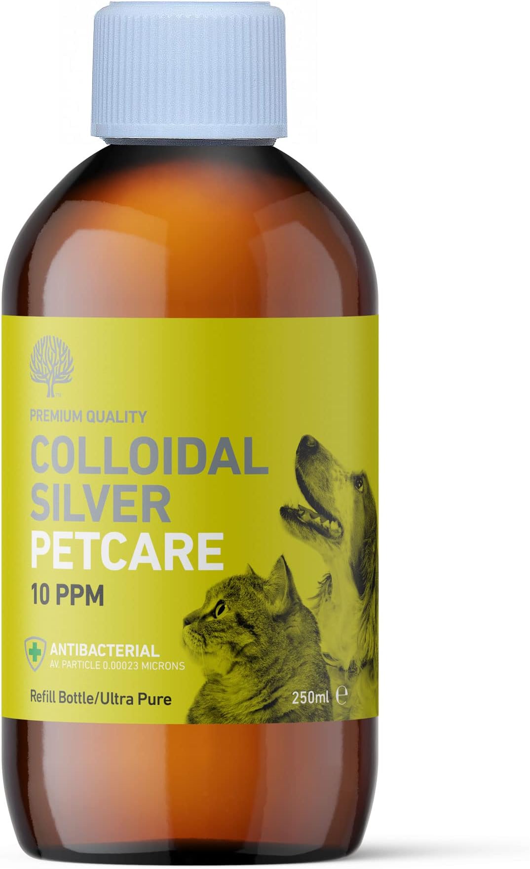 Nature's Greatest Secret Antibacterial Premium Quality Smallest Particle Size Crystal Clear Colloidal Silver Petcare 10ppm Bottle 250ml