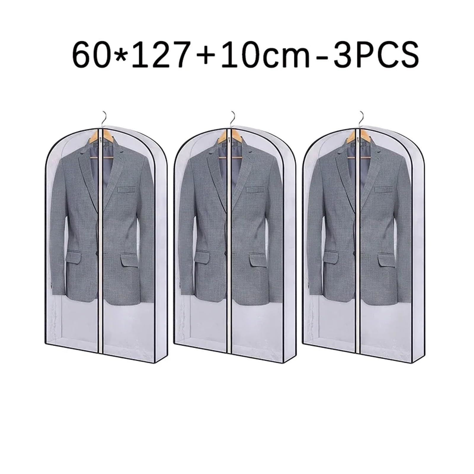 fundas para ropa Wrapped Washable Dust Cover Storage Clothes Hanging Bag Household Coat Transparent Waterproof Suit(M-3PCS)