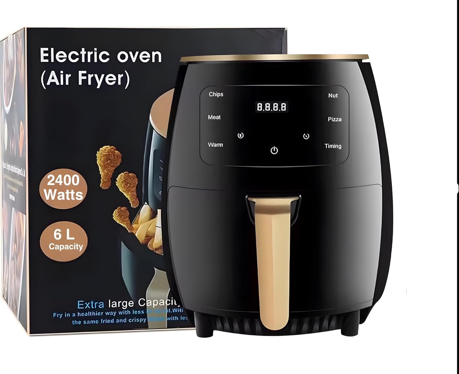 MODINITY Air Fryer 2400 W 6 Liters Touch Screen Crisps, Roasts, Reheats, & Dehydrates French Fries Chicken Meat Fish Frozen Items Healthier, Faster, Delicious Results Less Oil