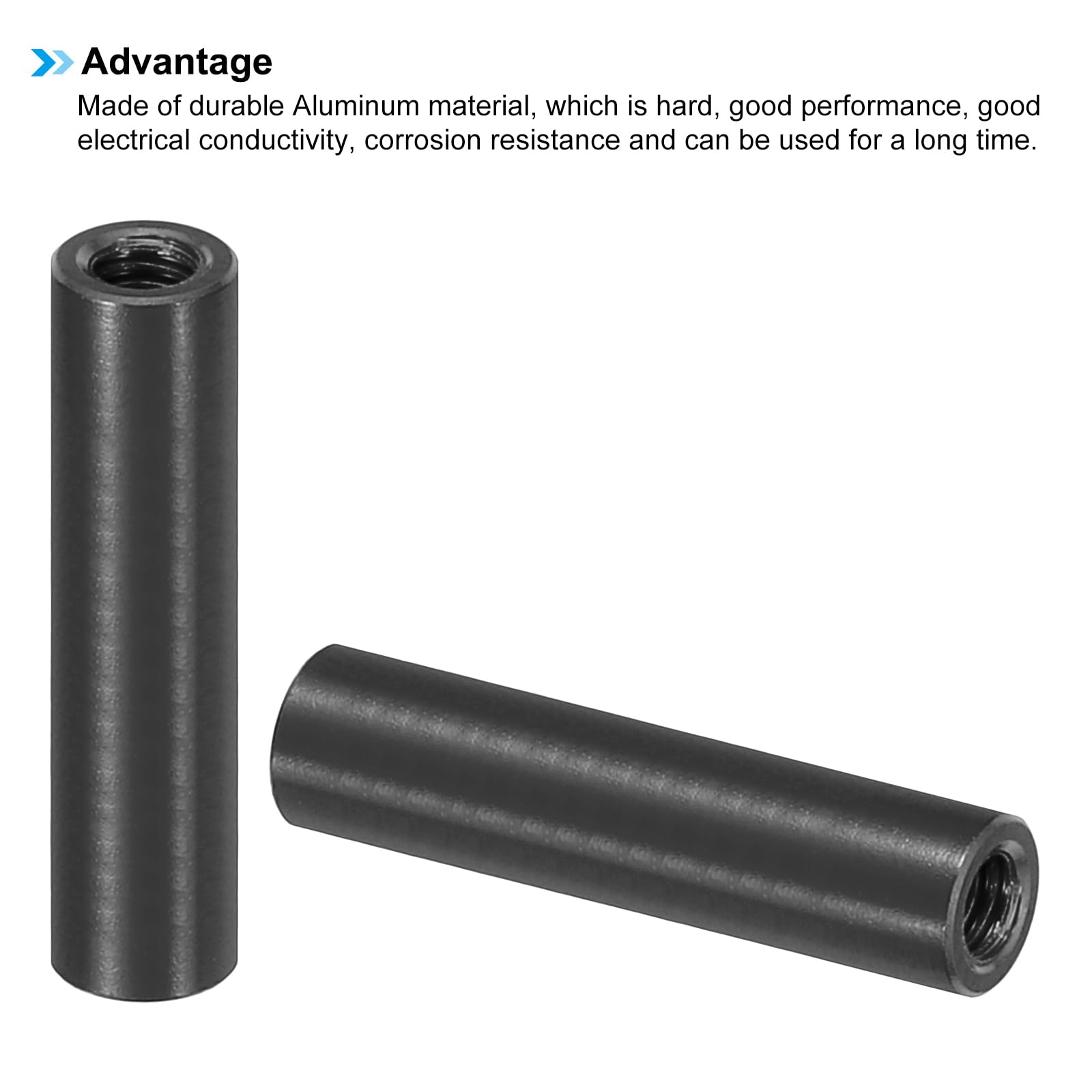 PATIKIL 6pcs M3 Metal Threaded Standoff Spacer Nuts, Round Aluminum Spacers Female Coupling Screws, 1/8" ID x 3/16" OD, Black, (22mm L) - Image 4