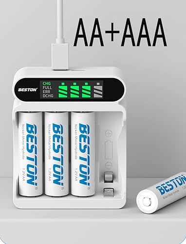 Miniatura 3 de Nimh Cargador de batería, cargador de batería AA, cargador de batería AA AAA, cargador de batería inteligente con 4 cargadores de batería