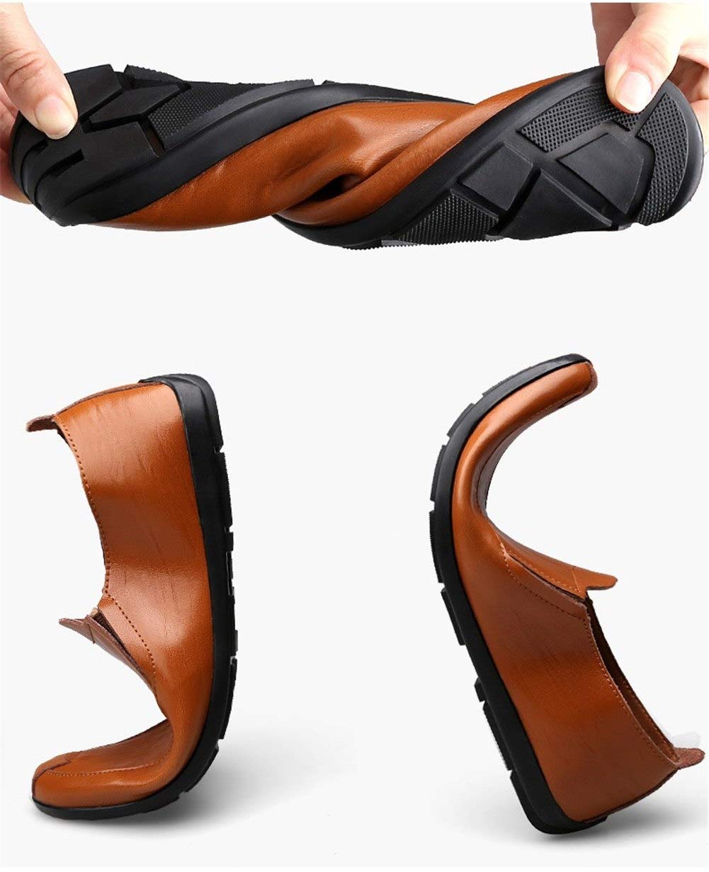 Mocasines Hombre Formal Moda Boda Artesanal Antideslizantes Negocios Zapatos Originales,Rojo Marrón 47 EU