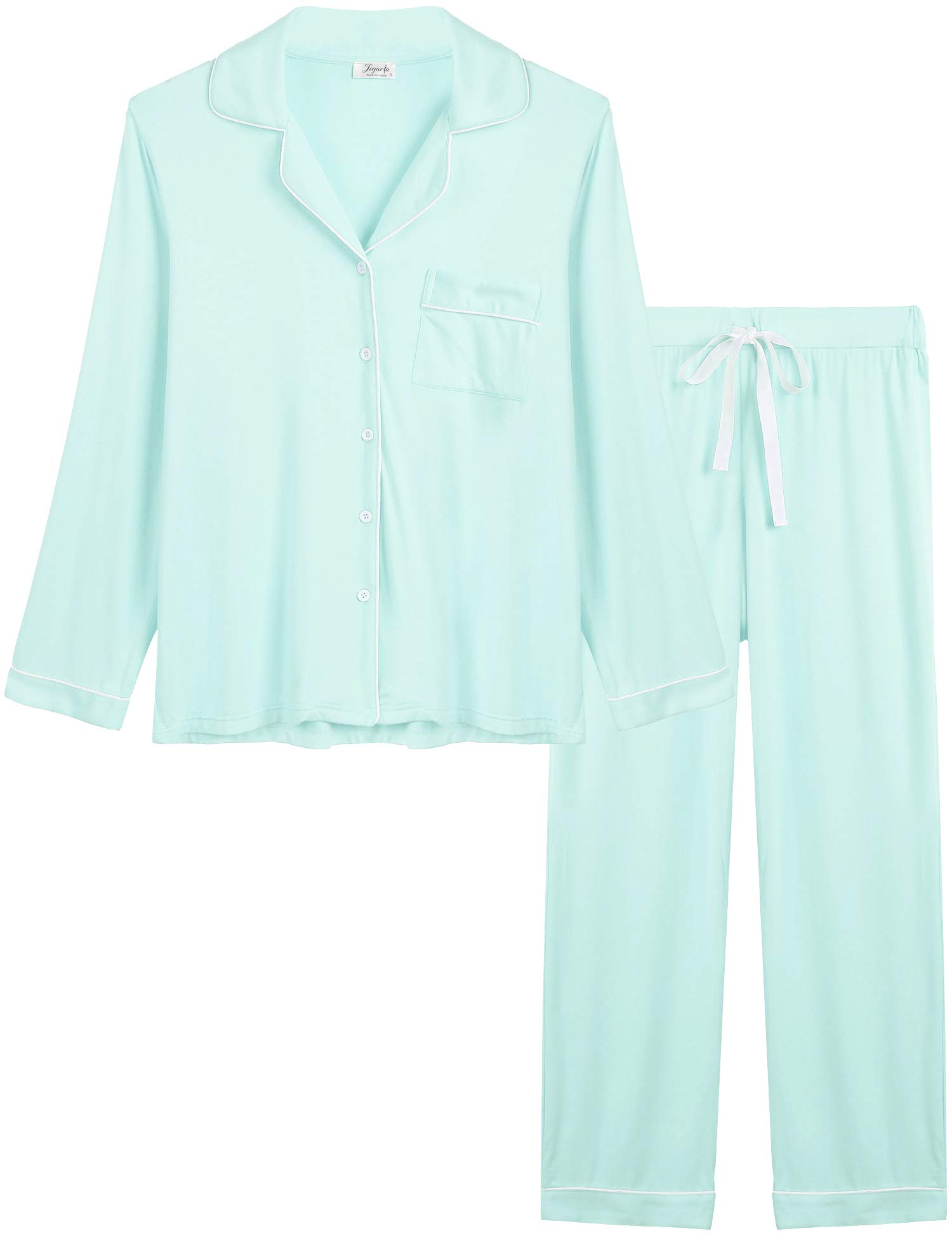 Amorbella Womens Soft Bamboo Pajama Sets Button Down Long Sleeve Pj Pants Set Sleepwear