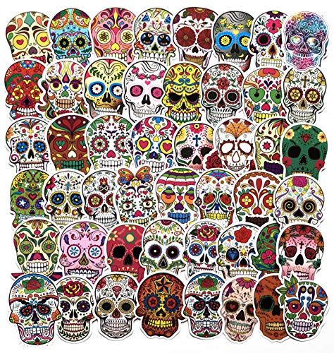 Sugar Skull Stickers and Decals, Dia De Los Muertos Stickers,for Halloween Theme Death Day Stickers Water Bottle Laptop Stickers Bike Skateboard Phone Luggage Vinyl Decal 60PCS