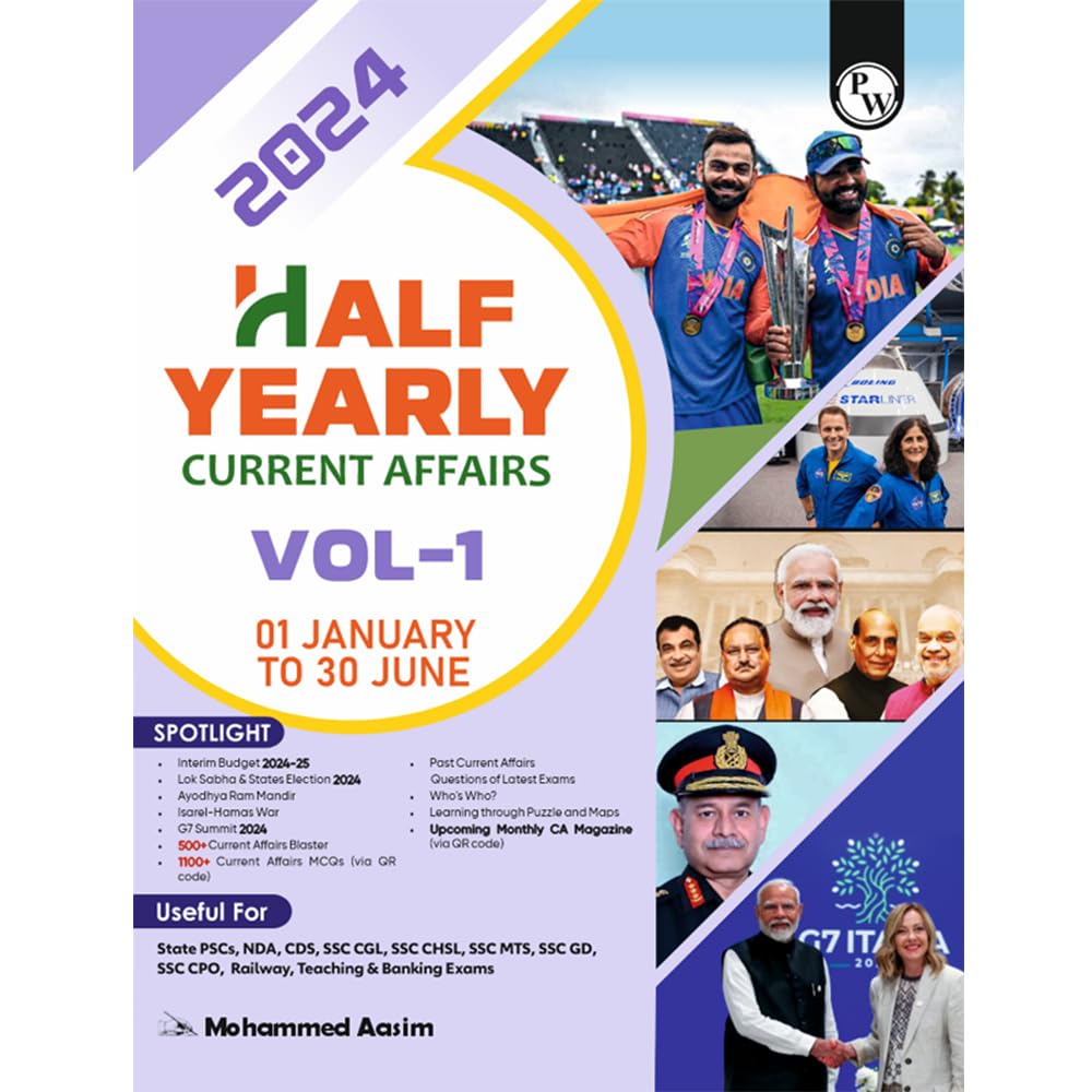 PW Half Yearly Current Affairs Magazine Vol 1 January to June 2024 English Edition by Mohammed Aasim Sir | For SSC, Banking, Teaching, Railway, Defence and Other Competitive Exams [Paperback] Mohammed Aasim