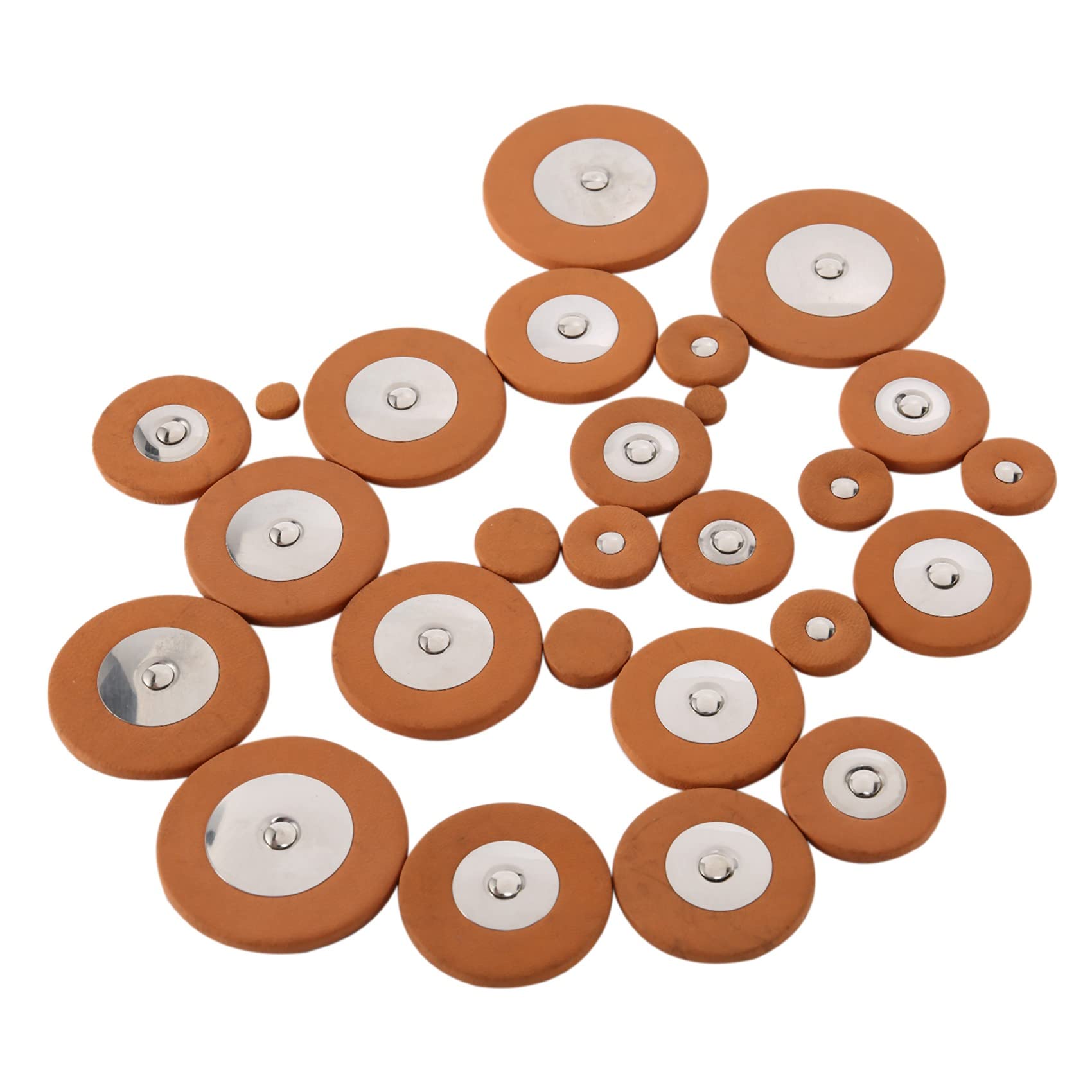 Lot de 25 tampons de saxophone ténor en cuir professionnels Orange Sax Pads de remplacement pour instruments de musique à vent Pièces et accessoires