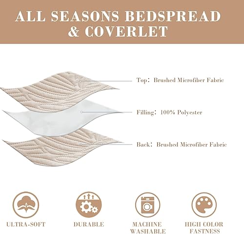 Miniatura 5 de Exclusivo Mezcla Juego de ropa de cama individual, edredones ligeros de color beige tamaño individual para todas las estaciones, cubrecama de