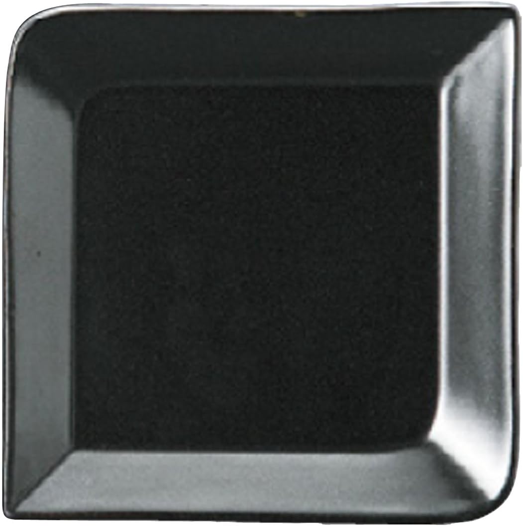 山下工芸(Yamashita kogei) Yamasita Craft 11623090 Black Mat Square Angle 6.0 Plate, 6.4 x 6.4 x 0.8 inches (16.2 x 16.2 x 2 cm)