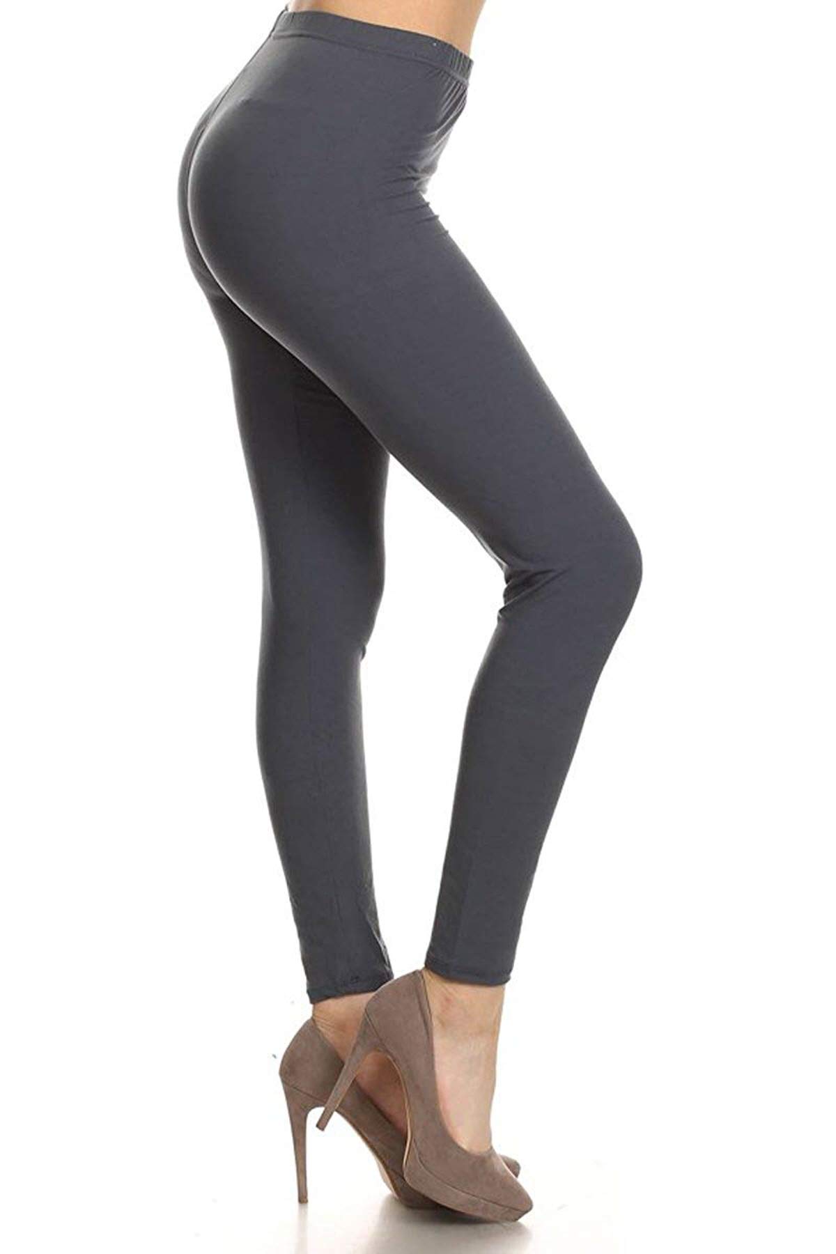 Leggings Depot Women's High Waisted No-Roll Leggings, 1" Waistband