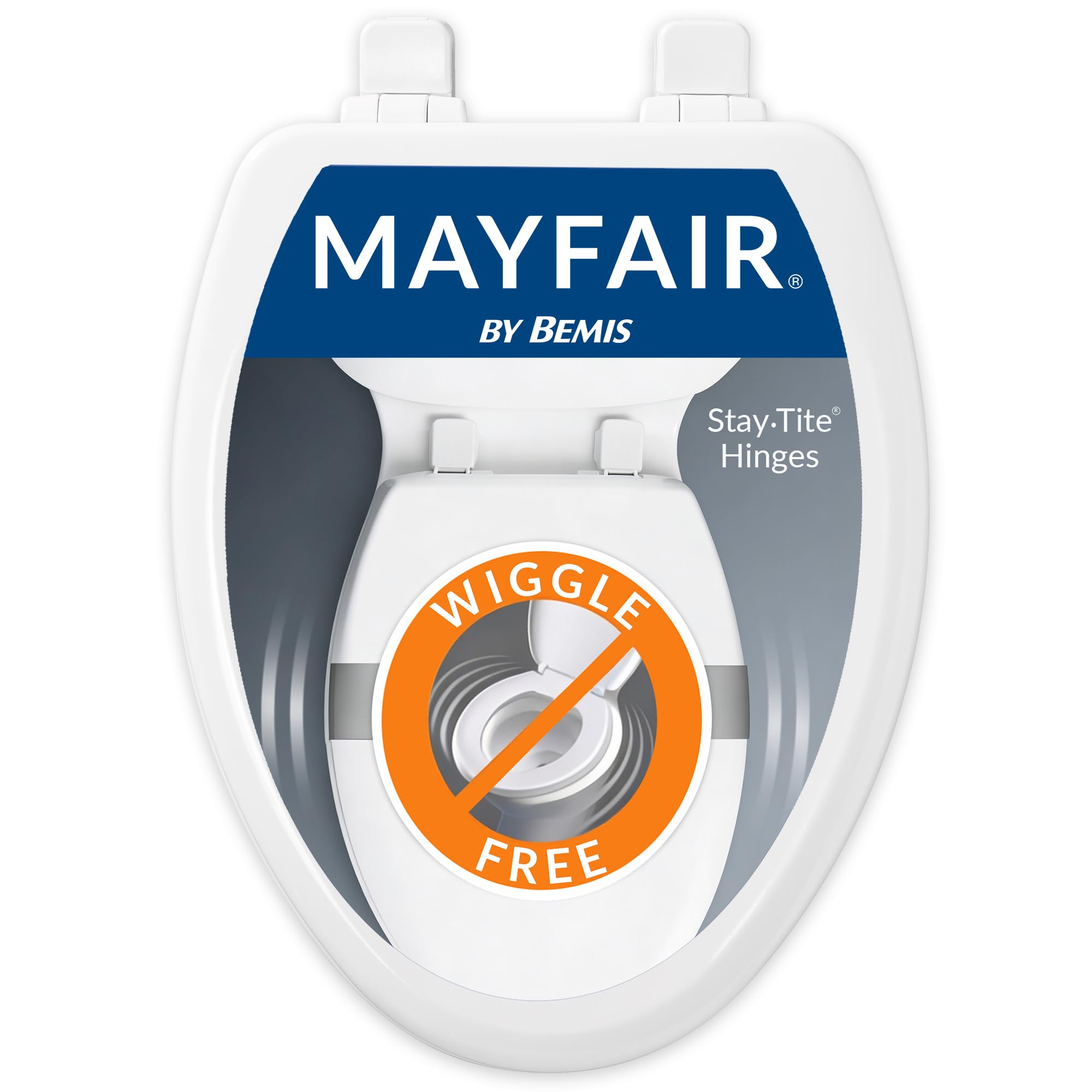 Photo 1 of Mayfair Linden Slow Close Toilet Seat, Non Slip Heavy Duty Wood, Easy Install, Elongated, White