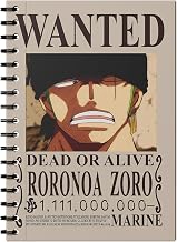 zenithink Roronoa Zoro One Piece Wanted Wiro Journal Notebook | 80 gsm Paper With 350GSM Hard Cover | Unruled | Pages - 160 | A5 Size | Wiro Binding | Versatile for School, Home & Office