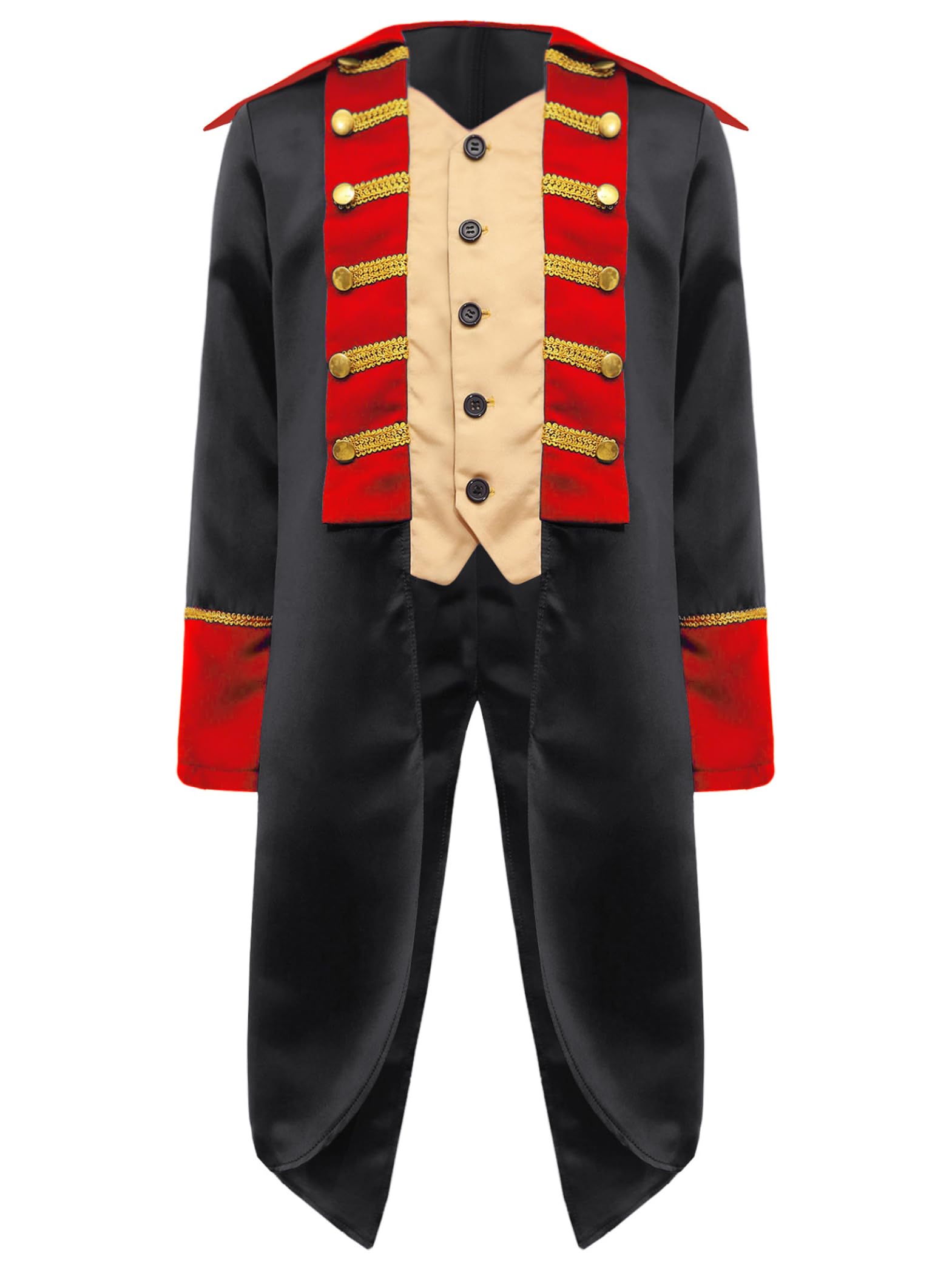 Enfants Médiéval Prince Queue-de-pie Garçons À Manches Longues Victorien Veste Redingote Britannique Costume Colonial Américain 5-16 Ans