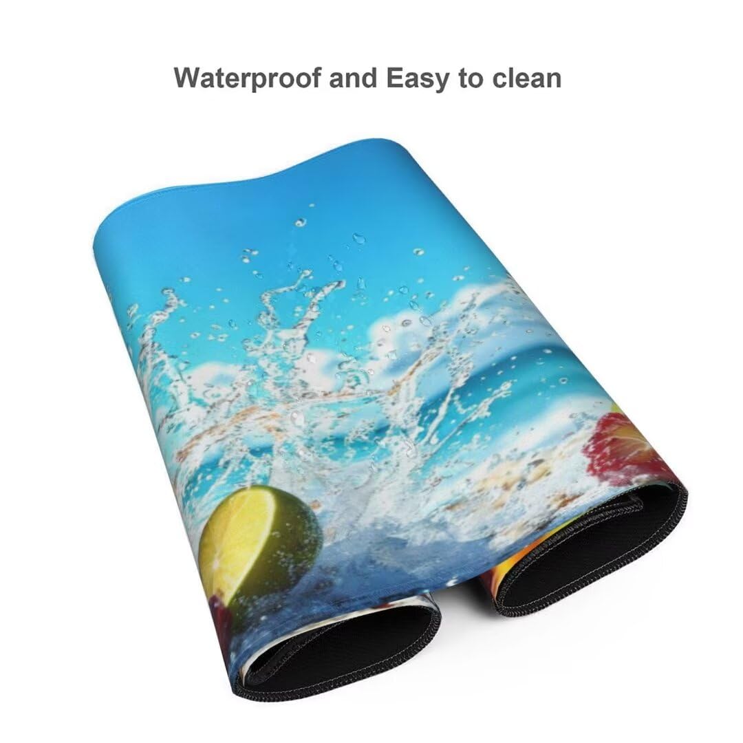 Alfombrilla de ratón 1400x600x3 MM, Alfombrilla Ratón XXL Extendida de Gran Tamaño con Bordes Cosidos, Base de Goma Antideslizante Almohadilla para Teclado, Champán de Frutas S-11063