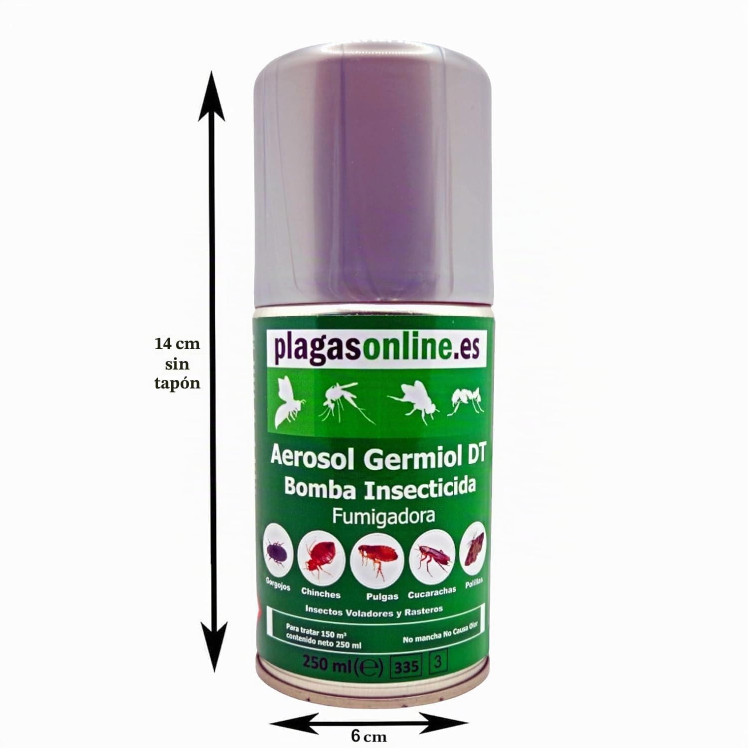 Bomba Insecticida Descarga Total 250 ml Pack 12 Unidades | Fumigador Automático hasta 150 m³ | Elimina Chinches, Cucarachas, Pulgas, Ácaros, Garrapatas, Polillas, Gorgojos | No Mancha, Sin Olor